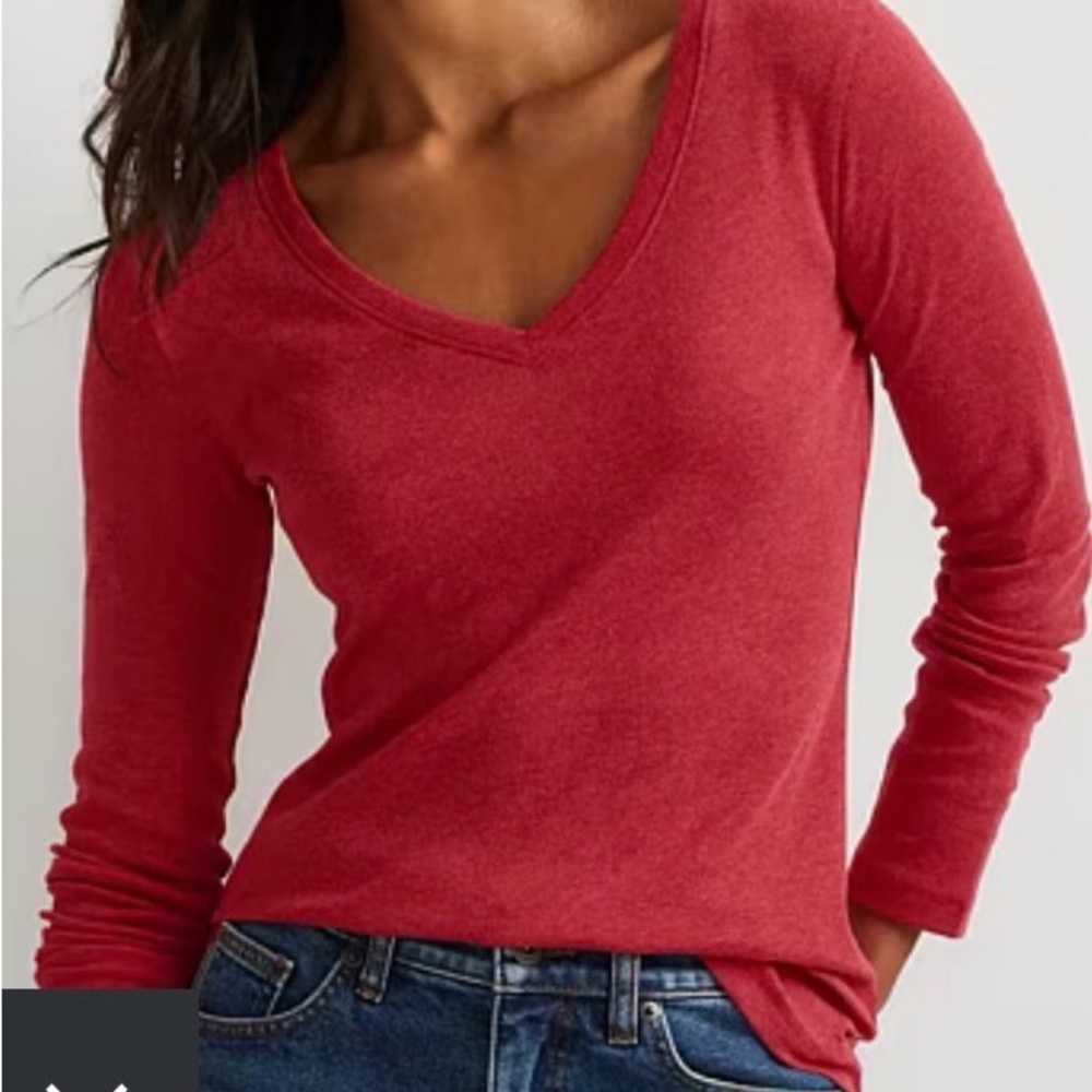 Nw/oT - Eddie Bauer Burgandy Long Sleeve V-Neck Tee (sz Xlg)